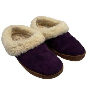 LL Bean‎ Women's Wicked Good Slippers Purple Suede Size 7 M slip on hard sole